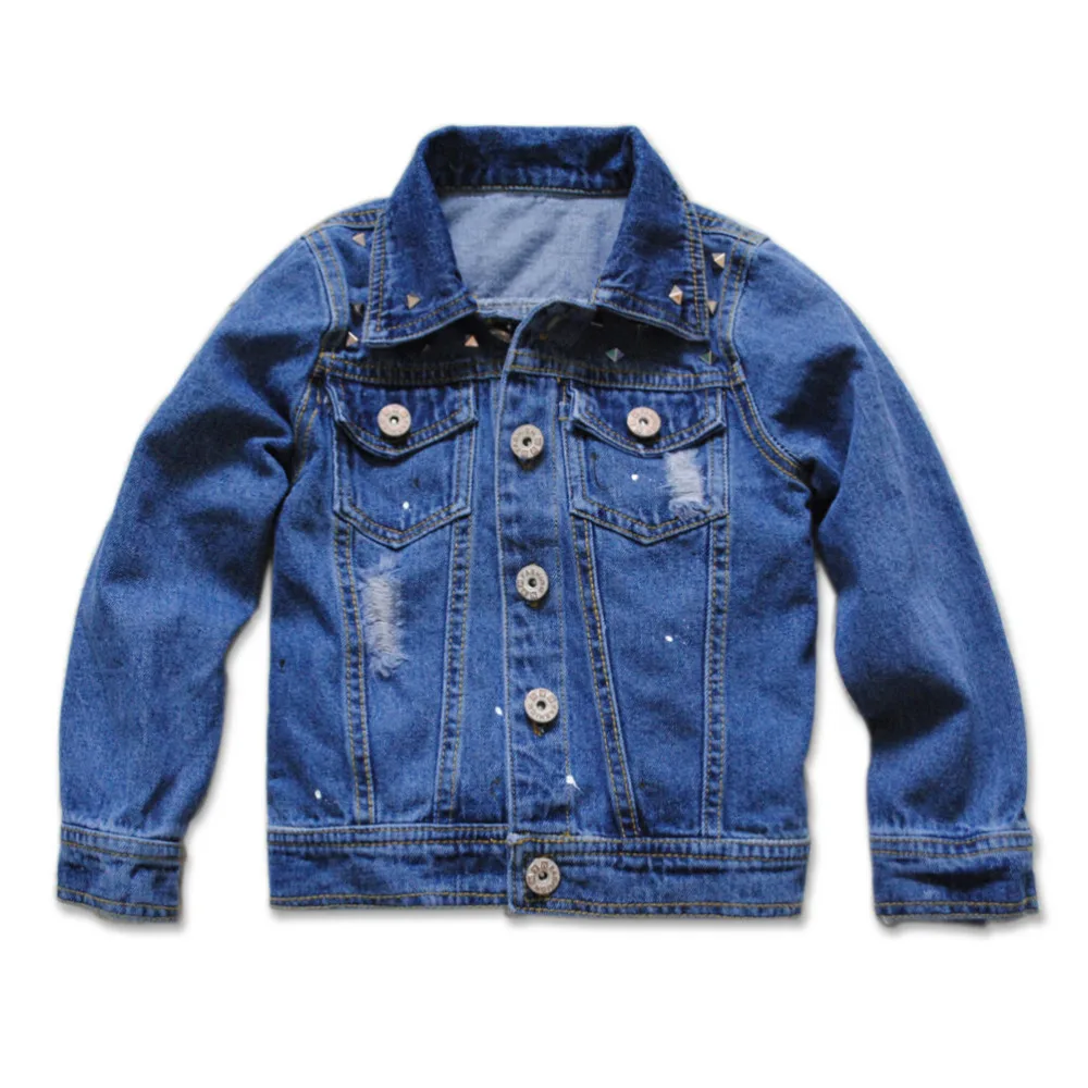 

3957 navy blue denim jeans Outerwear boys jeans Coats jackets spring autumn kids clothing children's clothes fashion rivet