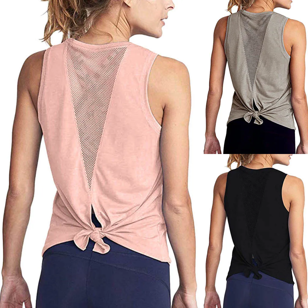 

Women Gym Shirt Summer Yoga Tank Top Quick Dry Mesh Sport Vest Women Fitness Clothes Sleeveless Workout Shirt Running Sportswear