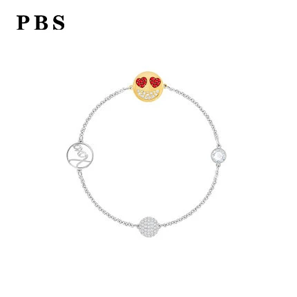 

PBS Original Copy High Quality 1:1 SWA Love Smile Beads Plated Platinum Clasp Bracelet Logo Free Envelope Mail