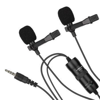 

Microphone Photography Vlog Mobile Phone Microphone Interview Recording Double Head Lavalier Lecture Live Show Microphone
