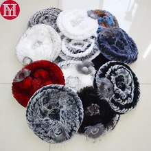 Горячая Распродажа Дамский берет шапка s вязаный Настоящий мех кролика шапочки шапка женская зимняя шапка из меха кролика рекс настоящий мех кролика шапка