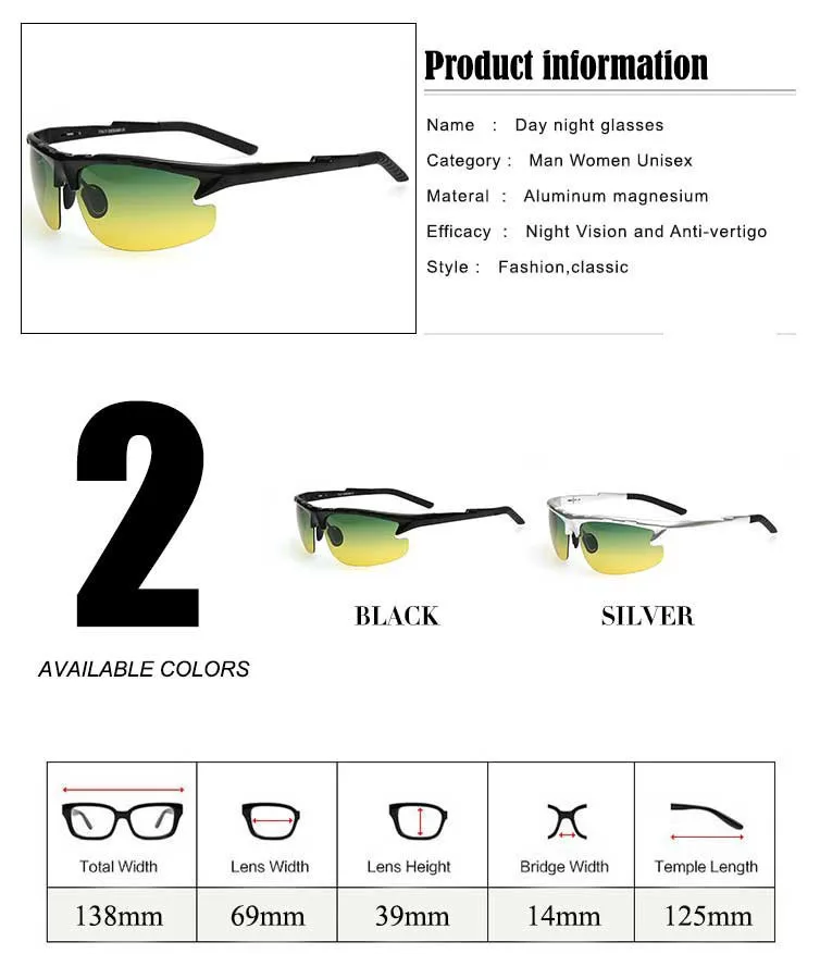 День Ночное видение очки Для мужчин вождения Модные UV400 защита поляризованных солнцезащитных очков путешествия солнцезащитные очки с градиентными линзами 1023