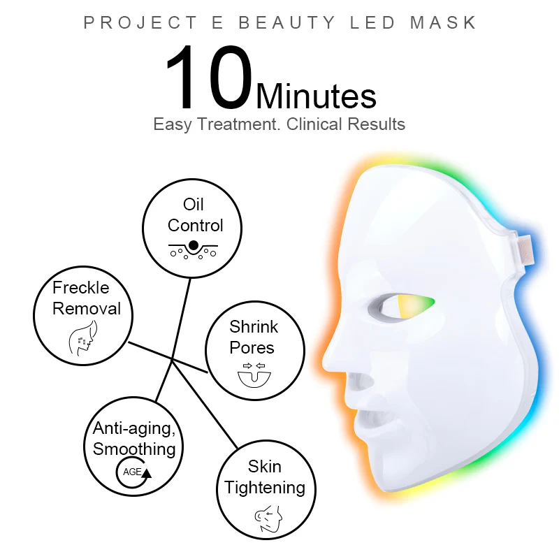 2 Types 7 Colors Electric Led Facial Mask Face Mask Machine Light Therapy Acne Mask Neck 2