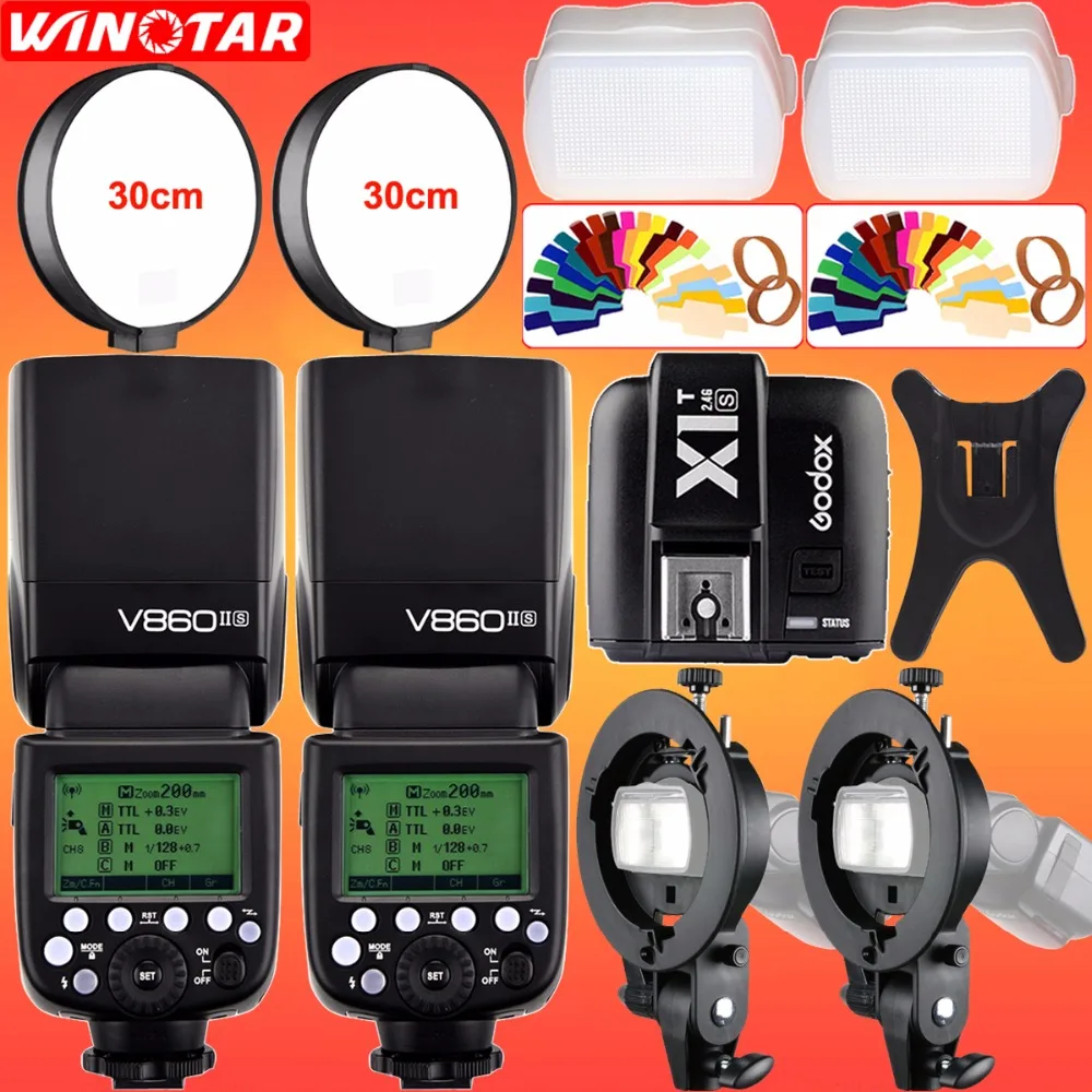 

2X Godox V860II-S TTL 2.4G Wireless HSS 1/8000s Li-ion Battery Camera Flash + X1T-S Trigger + Bowens Bracket for SONY MI Camera