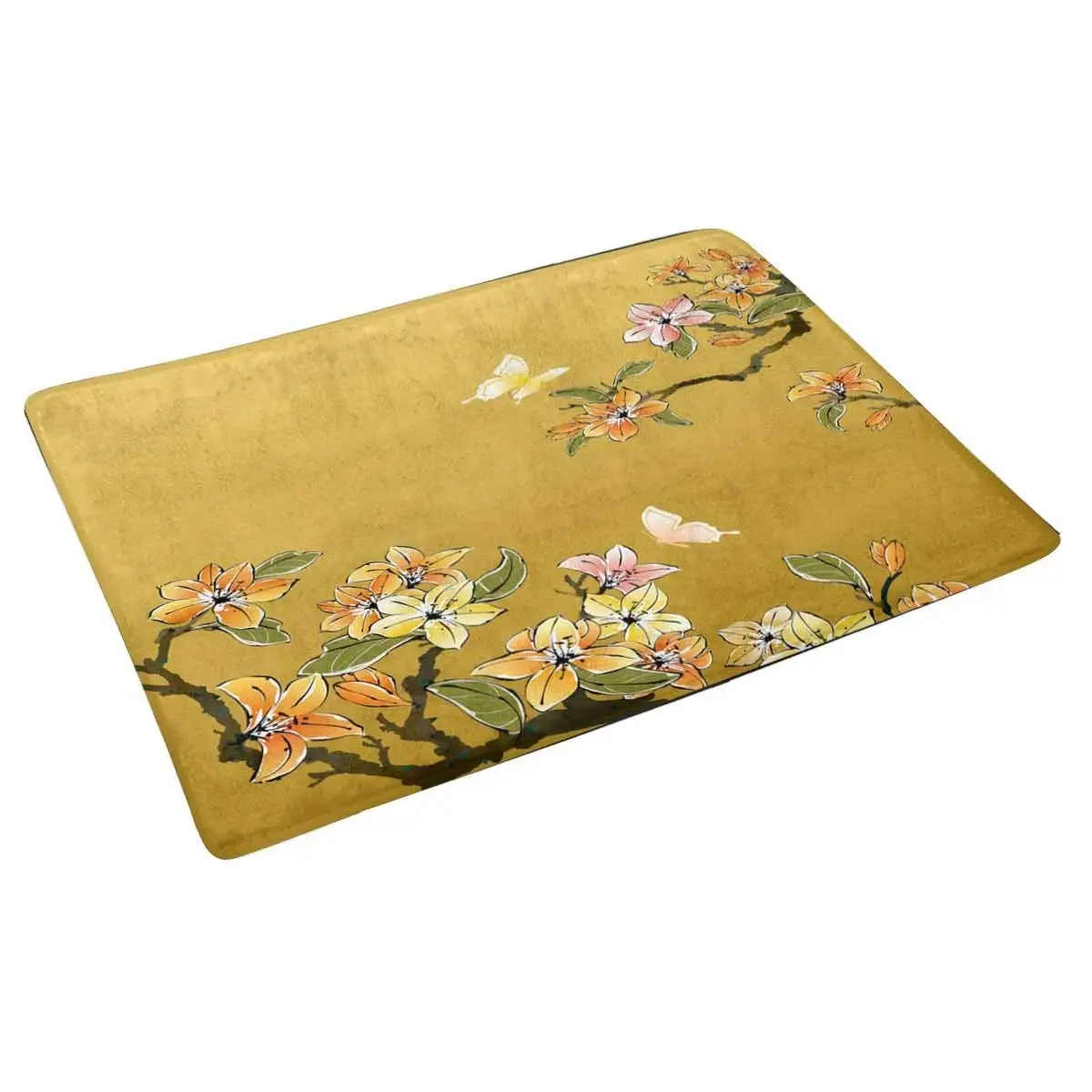 Chinese Painting Flower Indoor Entrance Doormat Non Slip Door Mat