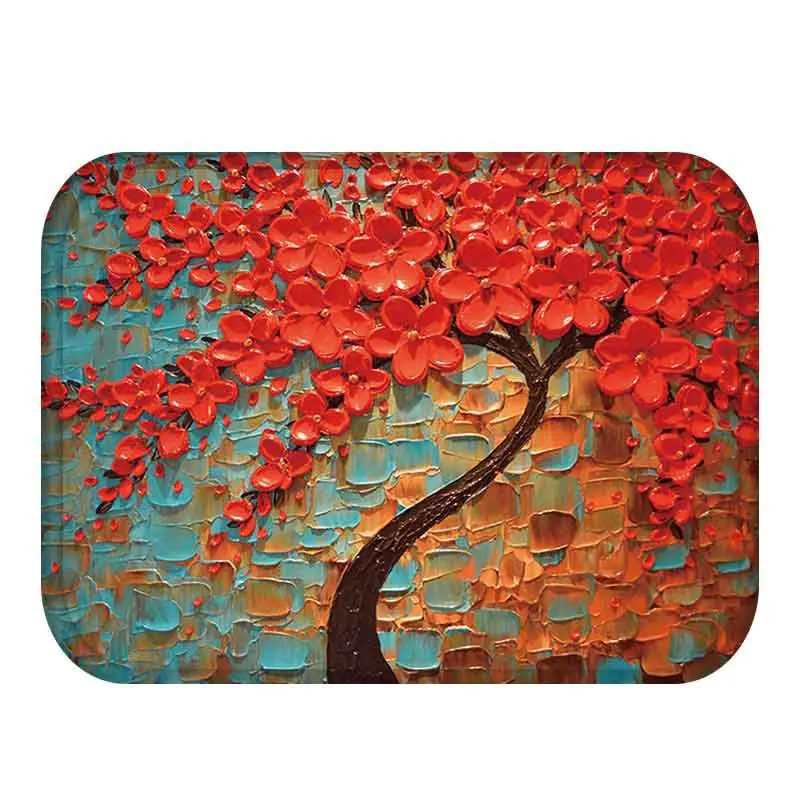 Tropical Waterproof Printed Plants Tree Floor Mat Warm Kitchen Rug For Bathroom Doormats Home Decor For Bedroom Anti-Slip Tapete