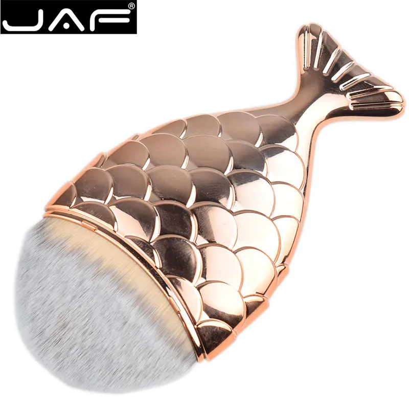 

Mermaid Makeup Liquid Foundation Brush - Single Synthetic Rose Gold Fish Cream Make Up Brush