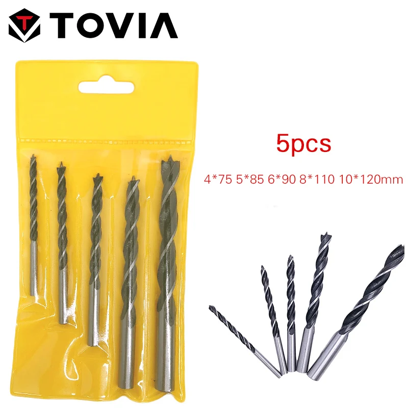 

TOVIA 5pcs 4-10mm High-carbon Steel Wood Drill Bit Set Woodworking Drill Perforator