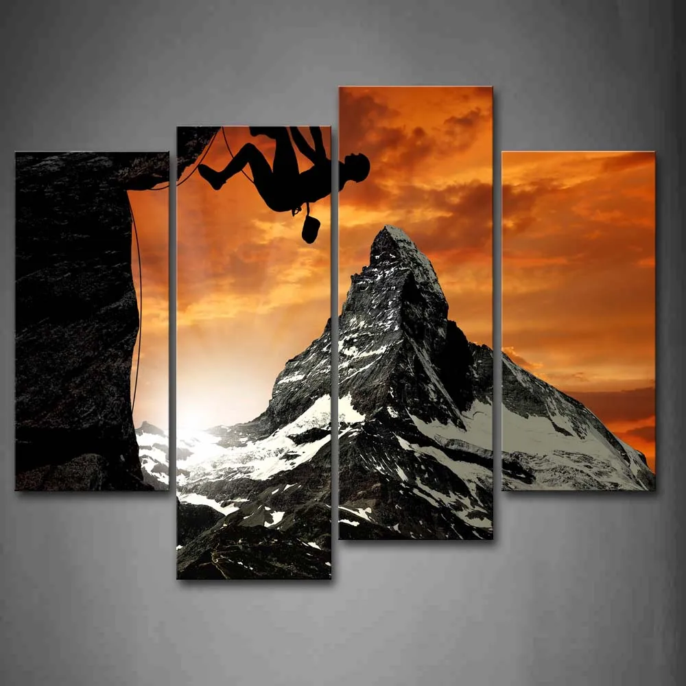 

Framed Wall Art Pictures Mountain Man Canvas Print Art Modern Poster With Wooden Frame For Living Room Home Office Decor