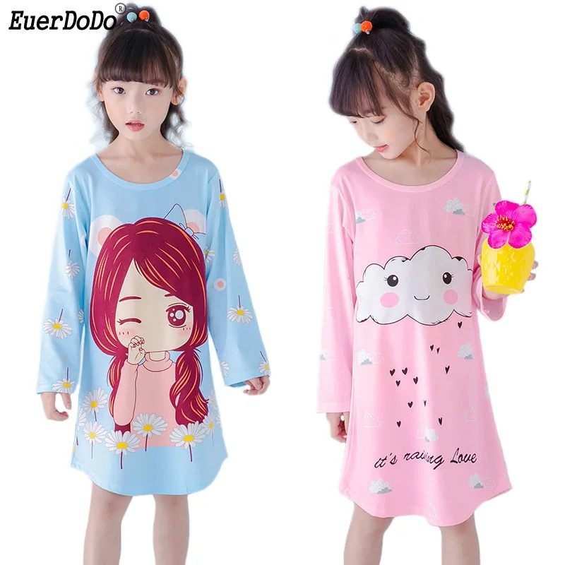 

Spring Autumn Winter Kids Nightgown For Girls Nightgown Cotton Cartoon Long Sleeve Nightdress For Children Girl Sleepwear