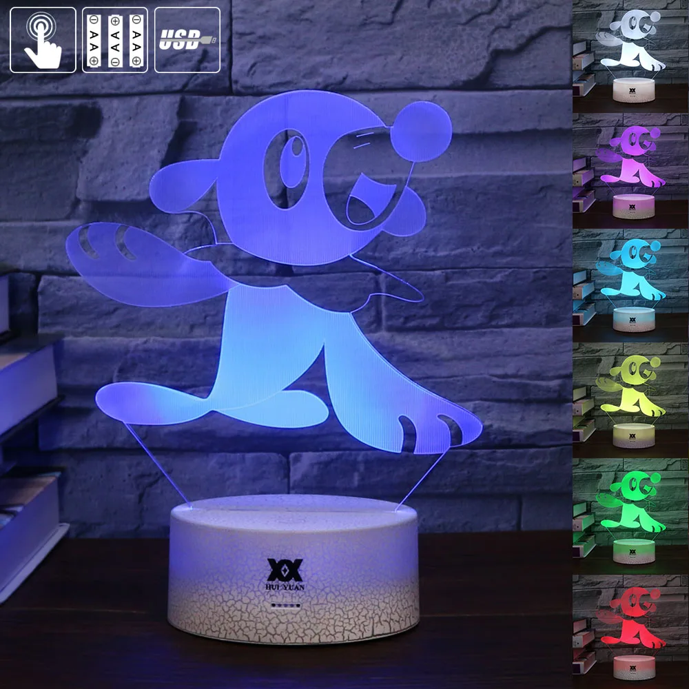 Pokemon мультфильм 3D лампа творческий LED, cool многоцветный ночник украшения дома Настольная лампа Литтен/rowlet/popplio подарок