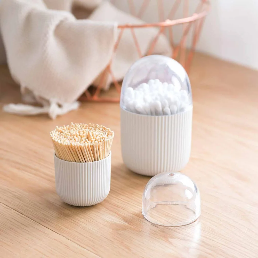 

OTHERHOUSE Transparent Cotton Swab Box Container Desktop Storage Box Case Orgainzer Cosmetics Swab Q-tip Holder Toothpick Box