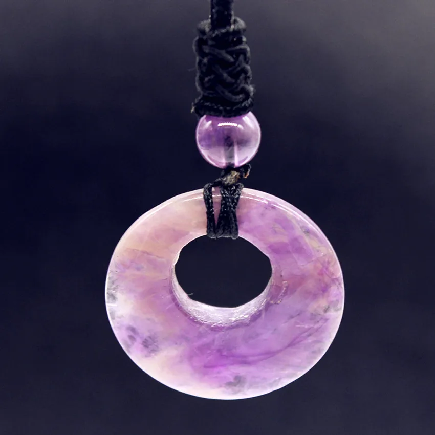 

100-Unique 1 Pcs Round Hollow with Round Bead Pendant Natural Amethysts Necklace Classic Jewelry