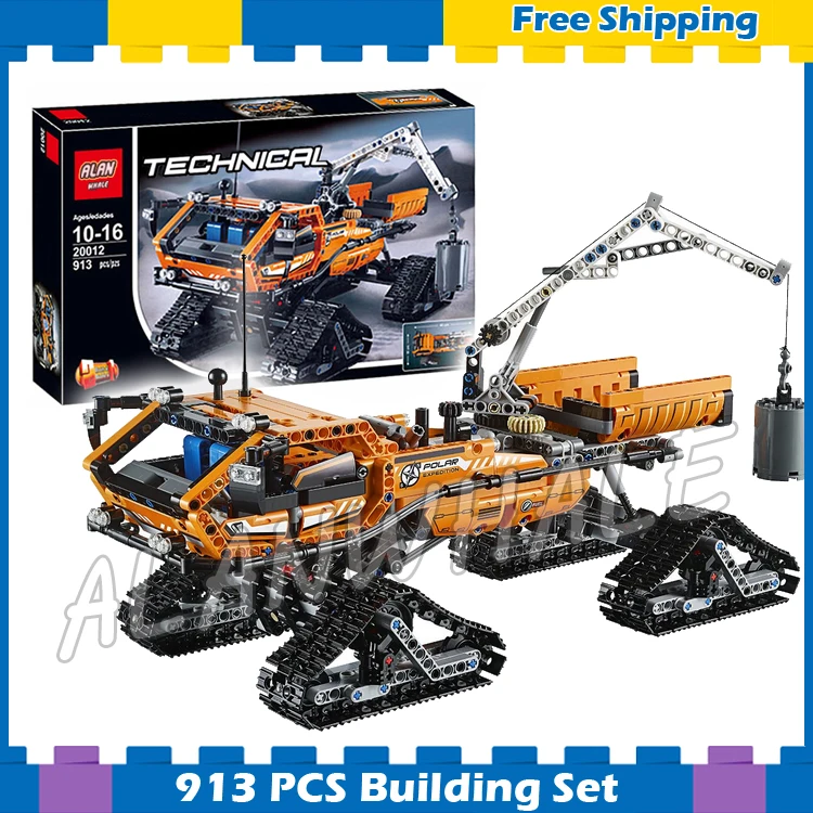 

913pcs 2in1 Techinic Ice Arctic Truck Tracked Pickup 20012 Model Building Blocks Assemble Gifts set Vehicle Compatible With lego