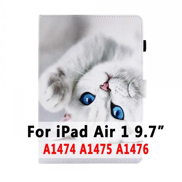 Чехол для iPad 6th поколения 5th Air 1/Air 2/Pro 9,7 10,5 11 Mini 1 2 3 4 7,9 чехол Funda с мультяшным котом Смарт кожаный чехол - Цвет: For iPad Air case