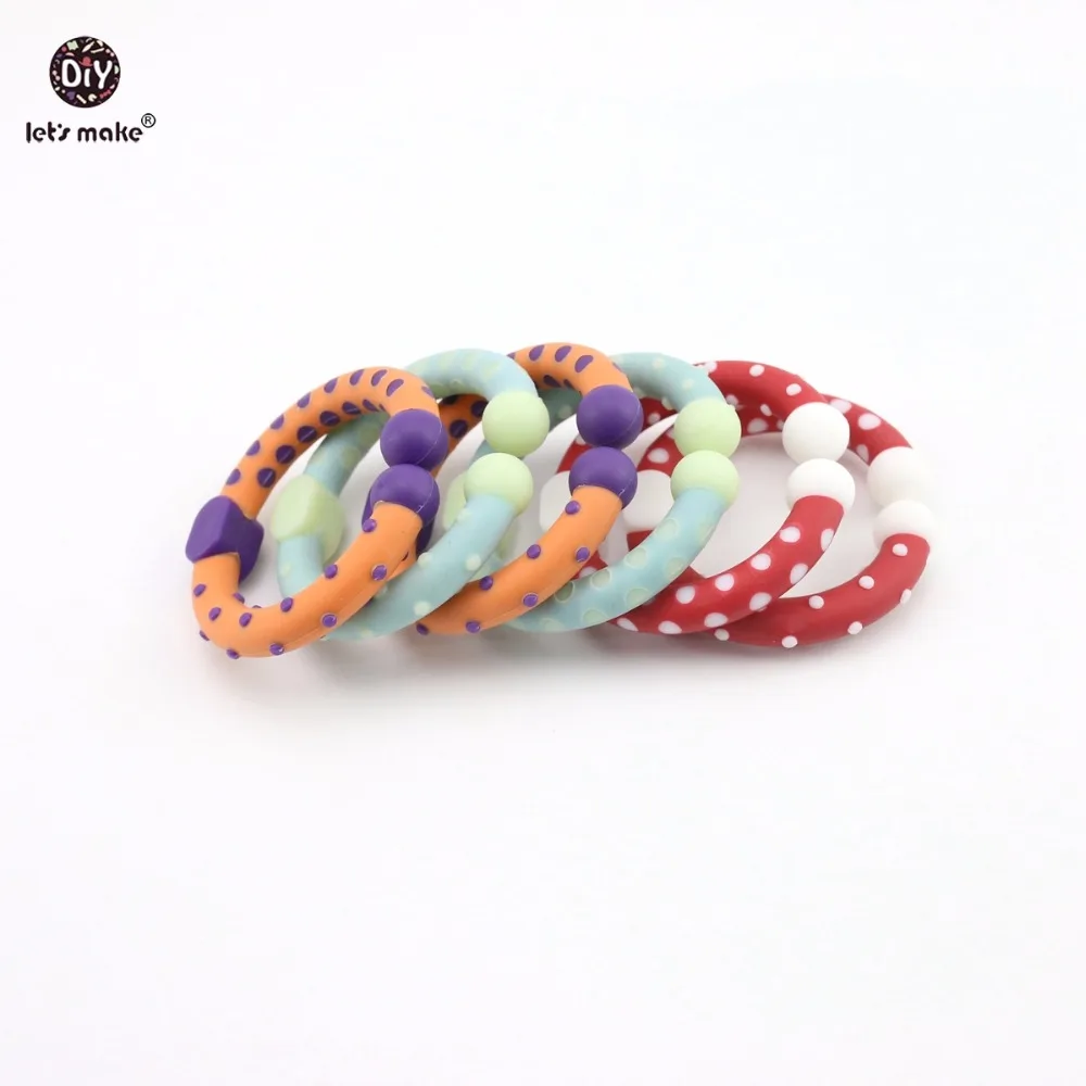 

Let's Make Baby Toys 5pc Rainbow Circle Chain Kids Molars Clutch Teething Open Ring Dots Toys Baby Bed Hanging Accessories Gift