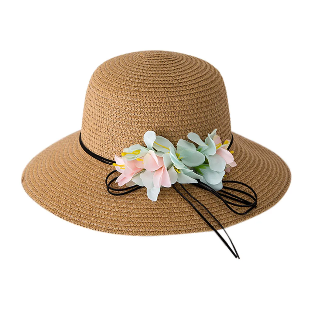 19-24 месяцев, модная детская шапка из полиэстера для девочек, однотонные детские шапки с цветком, летние детские шапки для девочек - Цвет: Хаки