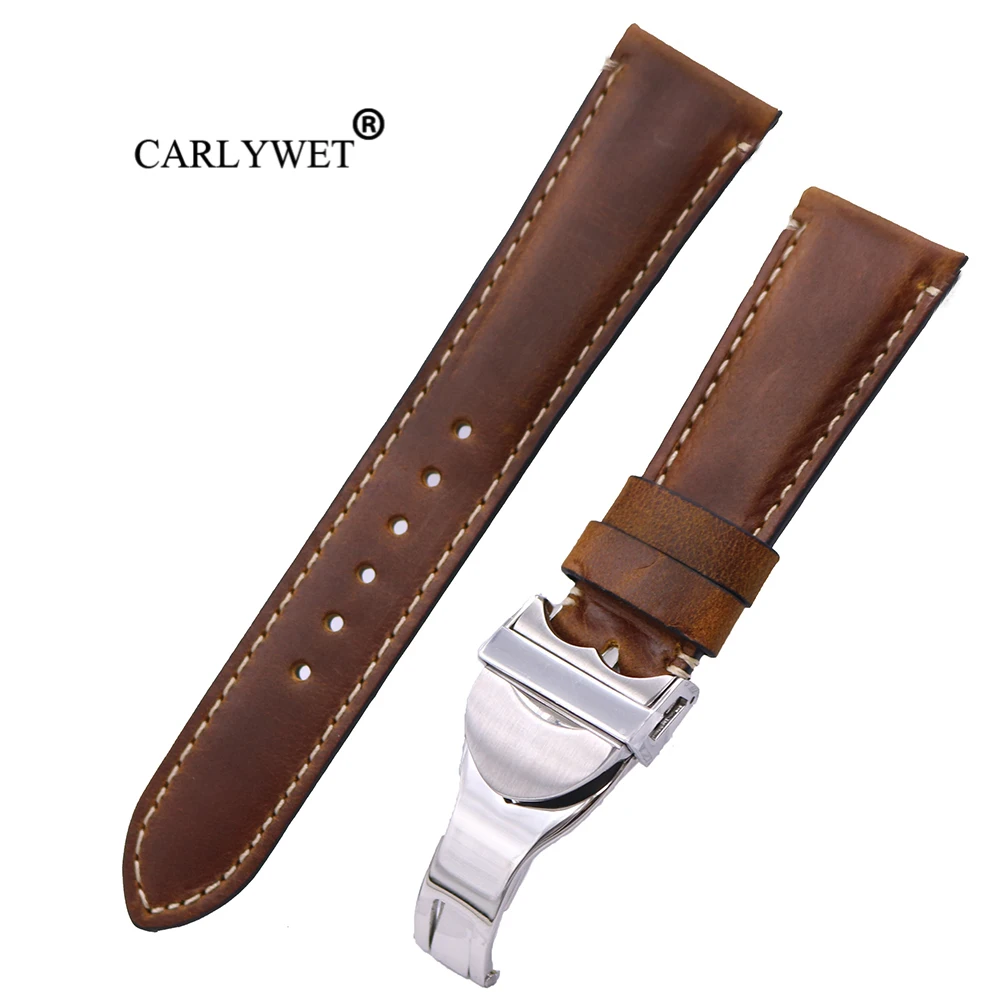 CARLYWET 22mm Wholesale Durable Genuine Leather Replacement Wrist