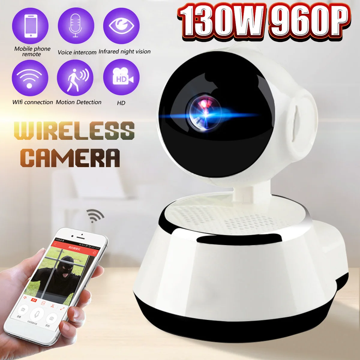 

960P IP Camera Home Security Wi-Fi Wireless Mini Network Camera Surveillance Smart Infrared Night Vision Camera Baby Monitor