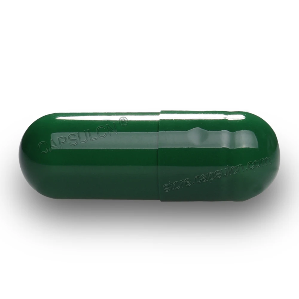 

1000 Pieces / Carton /Size 00 / Empty Dark Green Gelatin Capsules, Joined capsule