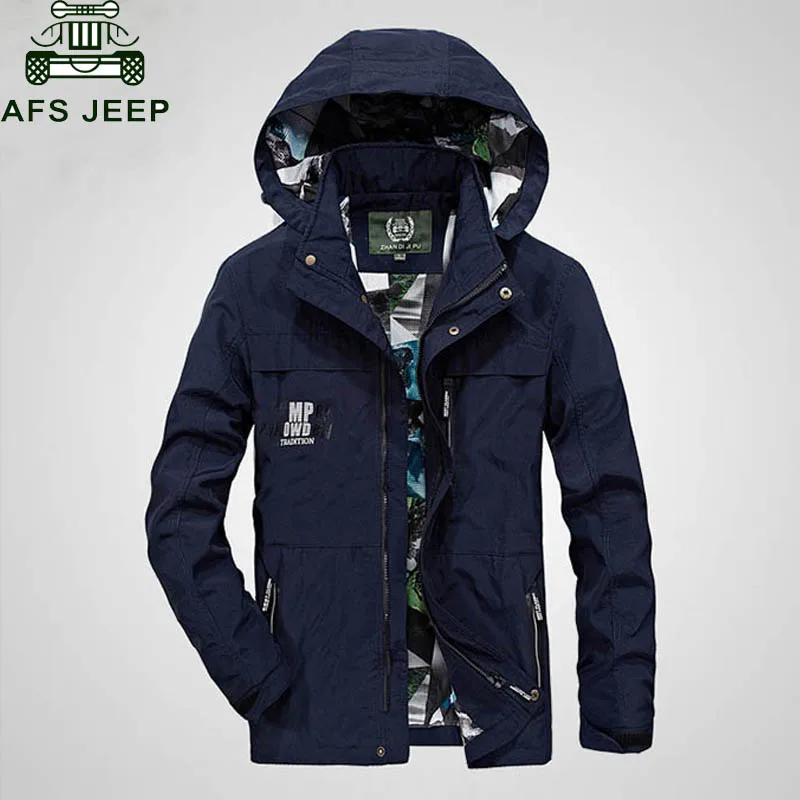 

AFS JEEP 2018 Spring Autumn waterproof Jacket Men Windbreaker Army Military Jacket Men Plus Size M-4XL Quick Dry Mens Jacket