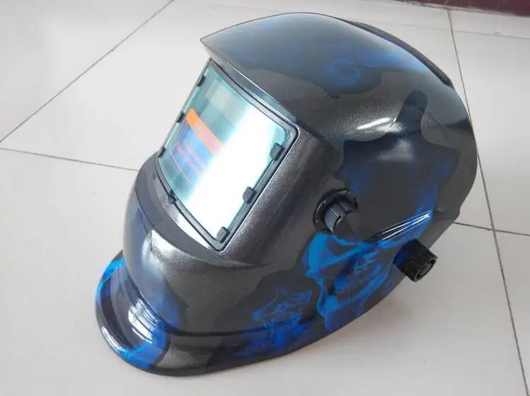 

Free Shipping Blue Flame Skeleton Welding Face Mask Tig Mig Welding Face Protection Goggles Face Tools 103X54X6mm Large window