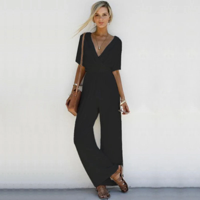 ZYFPGS 2019 Women Bodysuit Loose leg Rompers Womens Jumpsuit V-neck low chest Sexy shoulder strap Sale Onesies Sleeveless denim ZYFPGS 2019 Women Bodysuit Loose leg Rompers Womens Jumpsuit V-neck low chest Sexy shoulder strap Sale Onesies Sleeveless denim