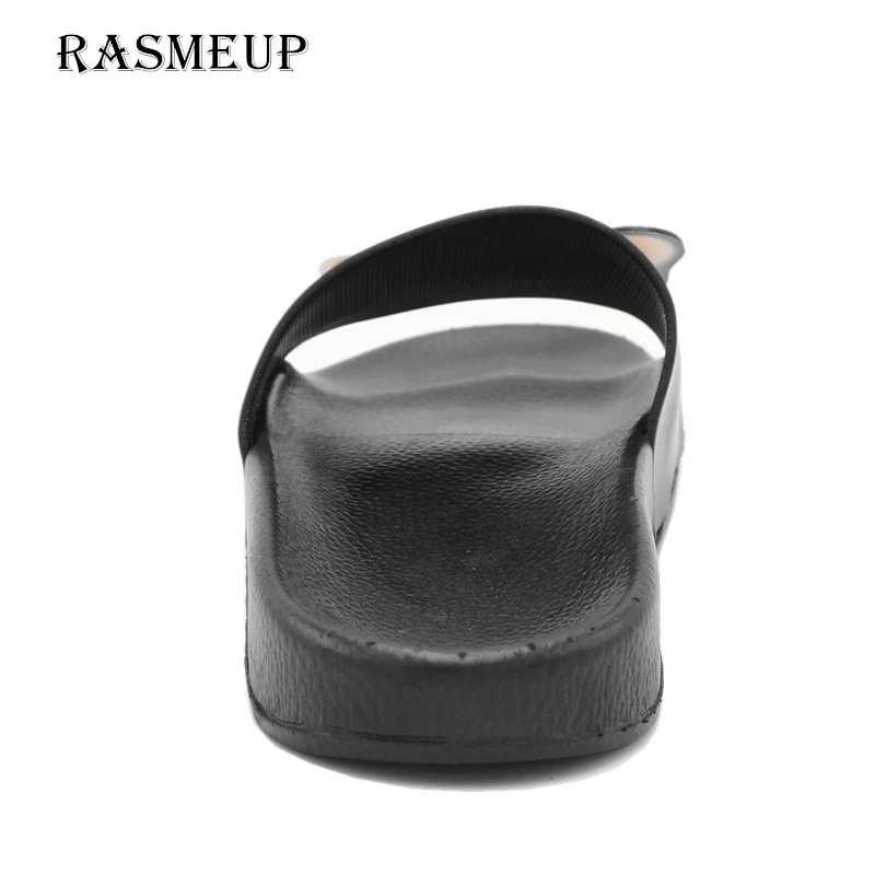 RASMEUP кожаные женские тапочки 2018 летние пляжные с открытым носком сланцы для дома