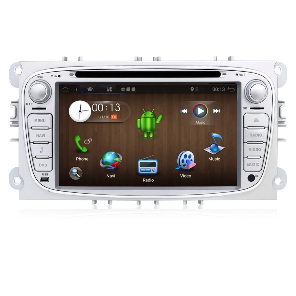 Discount 2G+32G ROM 2 din For Ford Focus Mondeo Galaxy Android 7.1 Quad Core Car DVD Player GPS Navi Audio Radio Stereo Head Unit DAB,4G 3