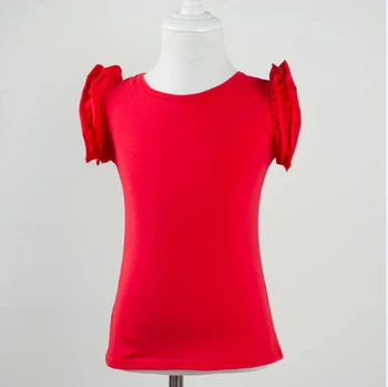 

Wholesale China Made Cheap baby girl tops ruffle shirt light red color Sleeveless flutter Tees Shirt blank ruffle top