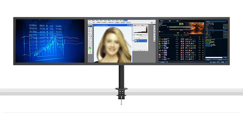 Сверхмощный тройной экран светодио дный светодиодный компьютер монитор Держатель рабочего зажима полный движения 3 монитор крепление Поддержка кронштейн