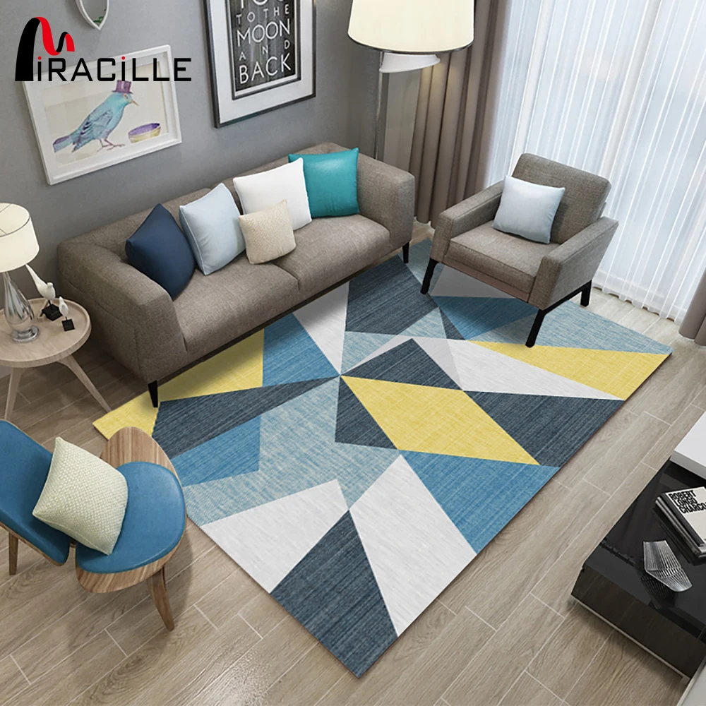 

Miracille Large Size Carpets for Modern Living Room Soft Scandinavian Carpet for Study Room Floor Mat Non-slip Bedside Rugs