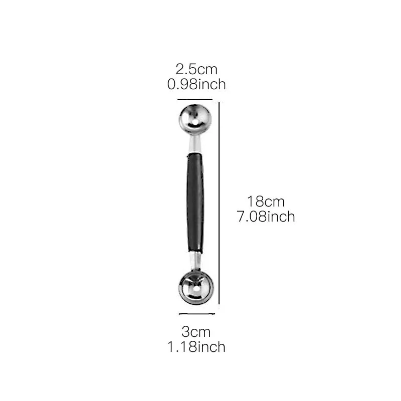 Дыня из нержавеющей стали с двумя концами, Арбузные ложки для мороженого, инструменты для фруктов и овощей, кухонные аксессуары