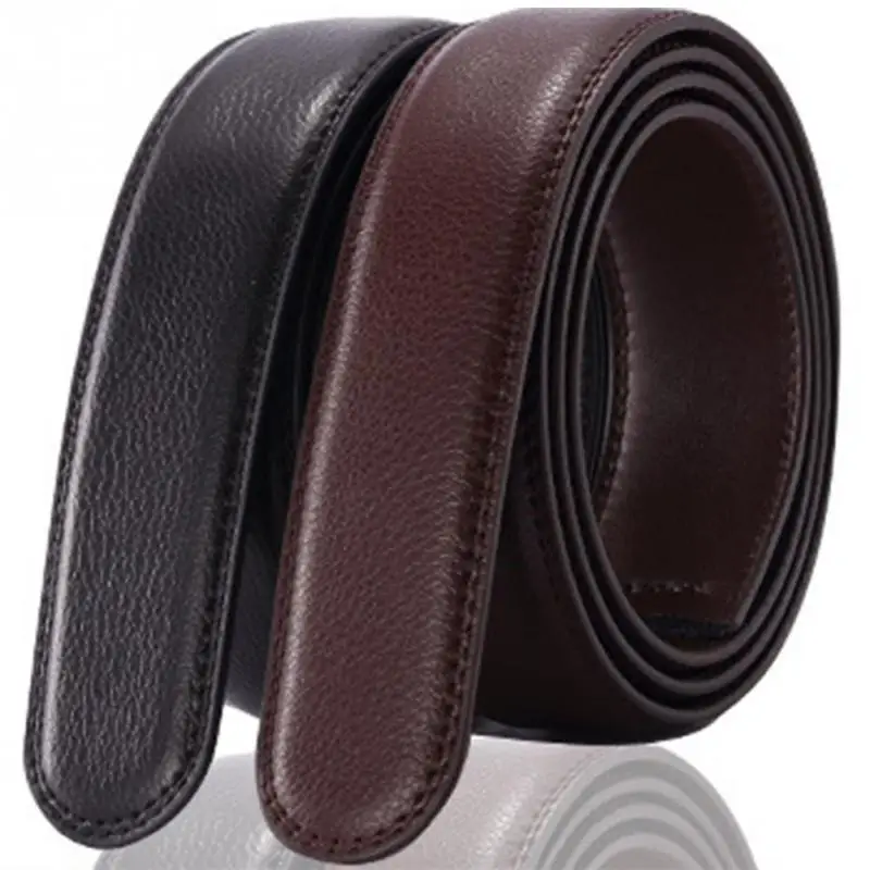 Men Leather Belt No Buckle 3.5cm Wide Leather Belt Durable Without ...