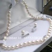 Красивые 8-9 мм Белое жемчужное ожерелье Akoya Серьги 17," Свадебные Ювелирные наборы для женщин в ювелирном наборе подарок