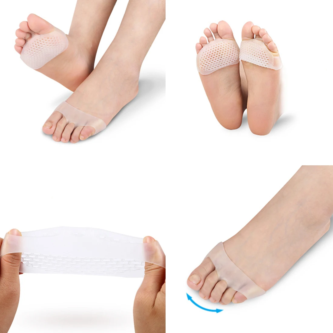 Silicone Gel Half Insoles Front Shoe Pad Cushion Forefoot Pain Support Feet Care