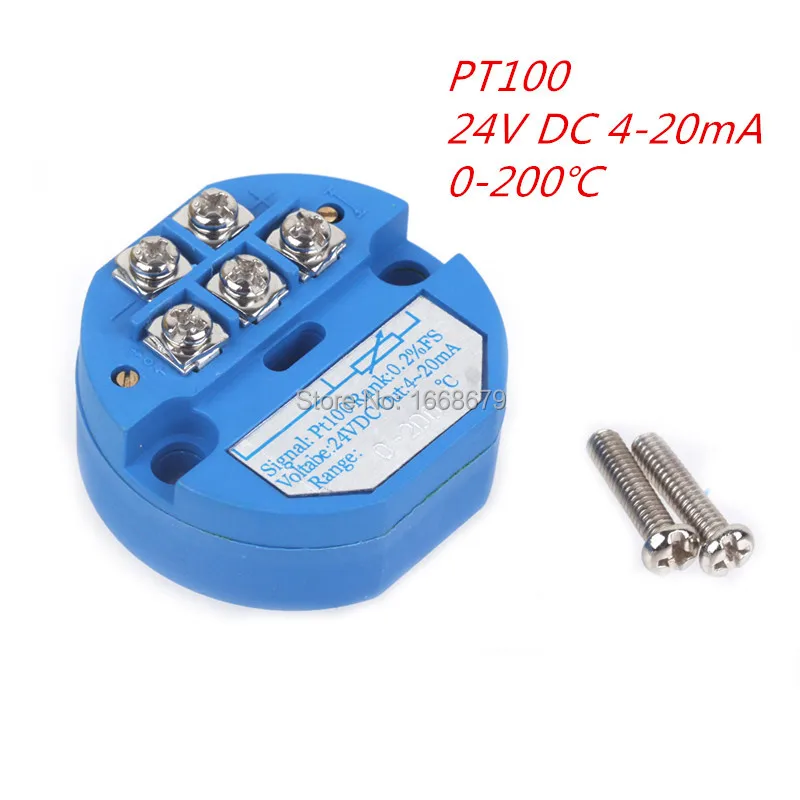 

RTD PT100 Temperature Sensors Temperature Transmitter 0 ~ +200 Celsius degree 24V DC 4-20mA Resistance Temperature Detector