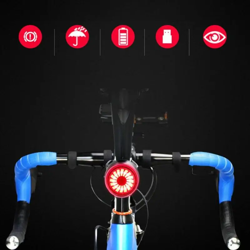 Flash Deal 2019 Bicycle Flashlight Smart Bike Rear Light Auto Start/Stop Brake Sensing IP65 LED USB Rechargeable Cycling Taillight 5