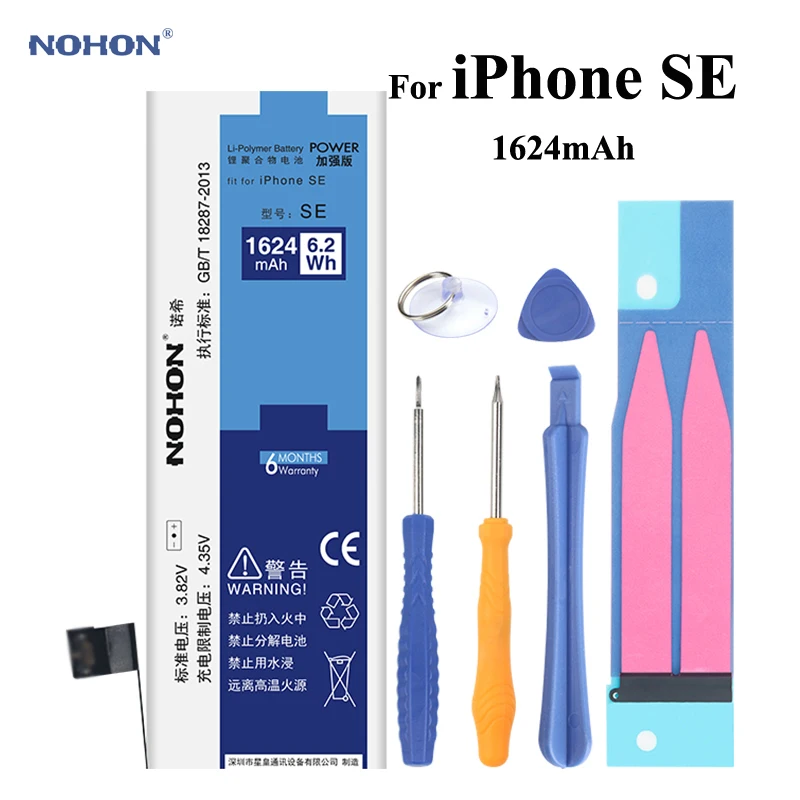 Cheap NOHON Li polymer Battery For Apple iPhone SE 4s 5s 6 6s iPhoneSE High Capacity Batteries +Tools For iPhone SE 4S 5C 6 6S Battery