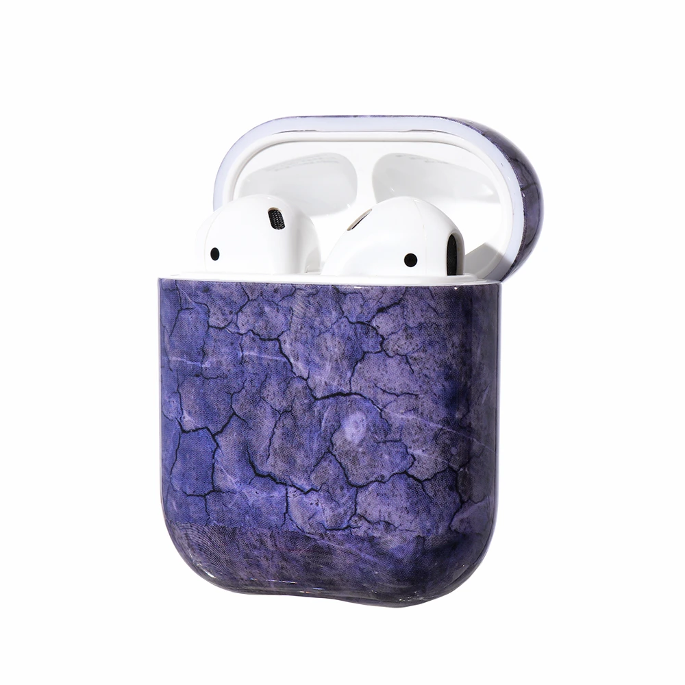 

Purple Marble Pattern Wireless Bluetooth Earphone Case For Apple Airpods 1 2 Dust Guard Cases Hard Plastic Cover for Air pods