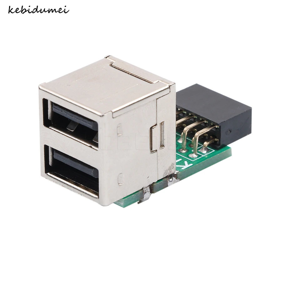 

kebidumei HOT Internal PC USB 2 Port 2.0 9Pin Female to 2 Port A Female Adapter Converter Motherboard PCB Board Card Extender