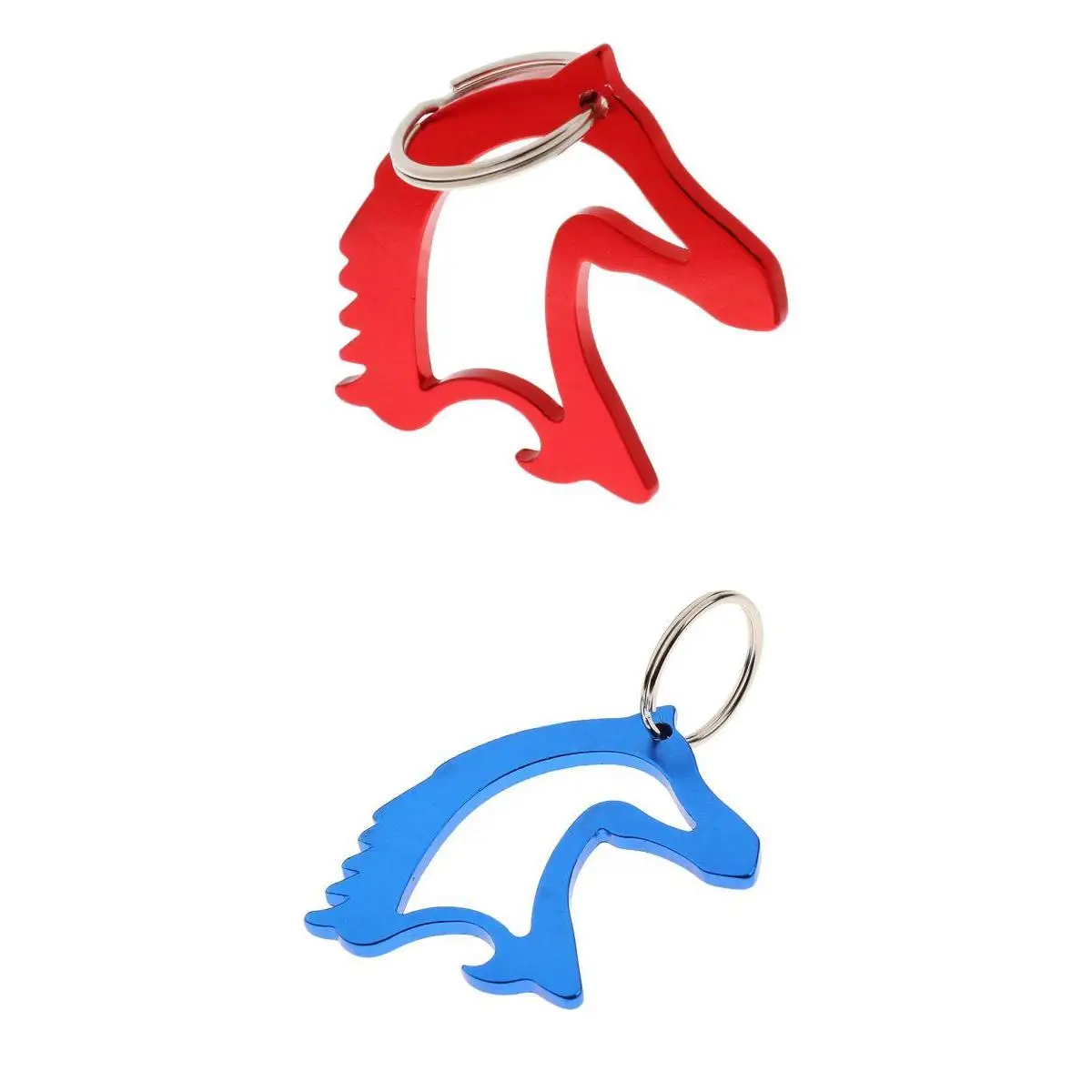 2 Pieces Alloy Horse Head Pattern Bottle Opener Keyring Keychain Bag Pendent