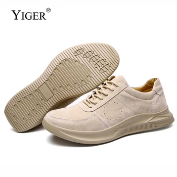 

YIGER New Men casual Leisure shoes Big size Genuine Leather Man Leather lace-up Male sports shoes Pig skin Spring/Autumn 0252