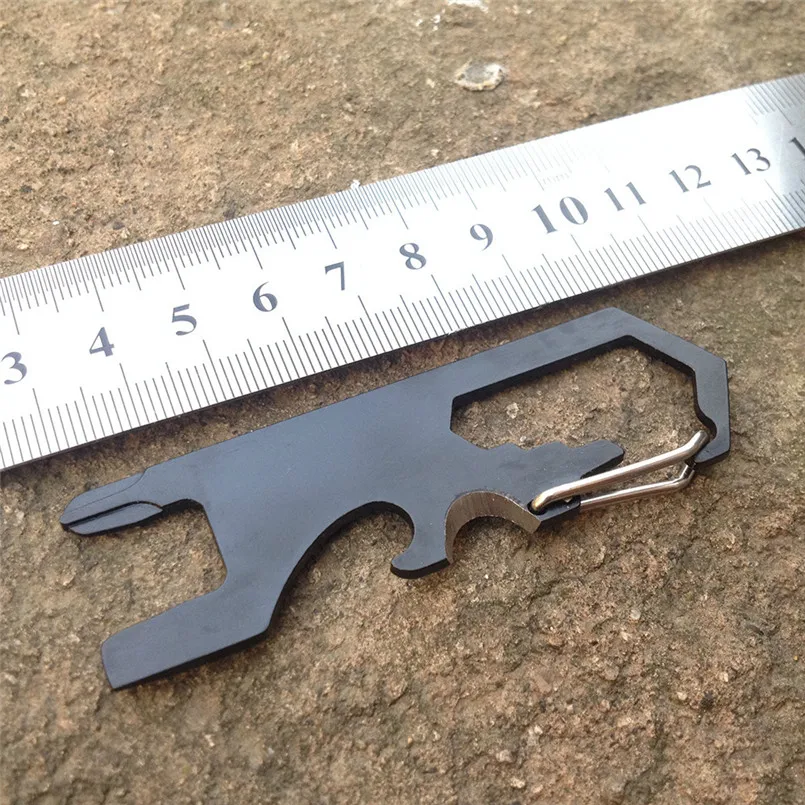1pc Stainless Steel Survival EDC Tool Bottle Opener Carabiner Screwdriver Keychain Buckle Climbing Accessories #3n09 (2)