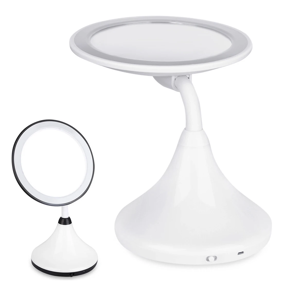 

New Design Simple Make Up Mirror with LED Light Table Lamp Desktop Black White Make-up Tools