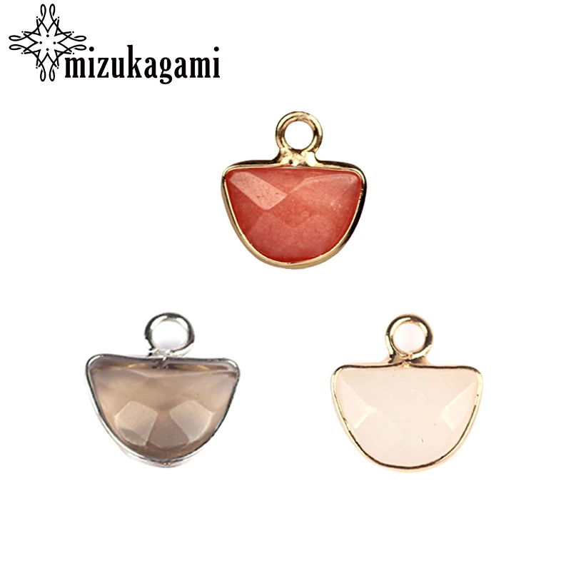 

12mm 5pcs/lot Natural Stone Charms Pendant Gray & White & Red Crystal Small Charms For DIY Necklace Jewelry Finding Accessories