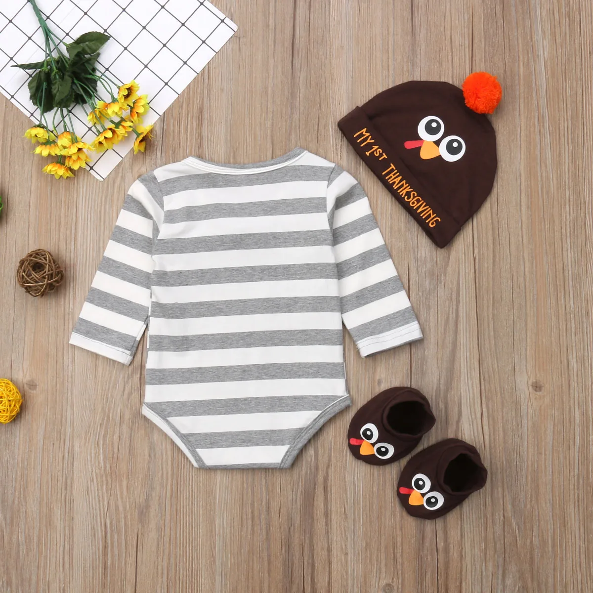 3pcs Thanksgiving Newborn Baby Boy Bodysuit Hat Socks Clothes Outfit Set 0 18m In Clothing Sets From Mother Kids On Aliexpress Com Alibaba Group