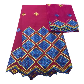 

2018 latest High quality embroidered Swiss lace African Swiss cotton lace fabric with stones 5+2 yards for wedding pl65-373