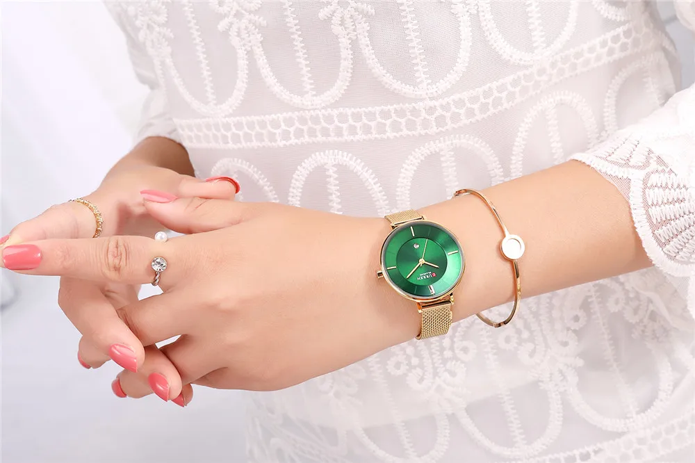 Классические серебряные часы для женщин CURREN Модные Аналоговые кварцевые наручные часы со стальной сеткой bayan kol saati 30 м водонепроницаемые reloj