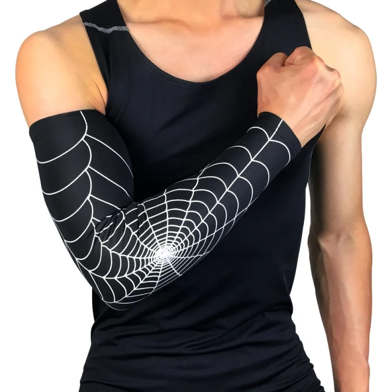 

2018 1Pc Bike Arm Covers Golf Sports Elbow Pads UV Protector Running Cycling Arm Spider Net Printed Arm Sleeves Bicycle